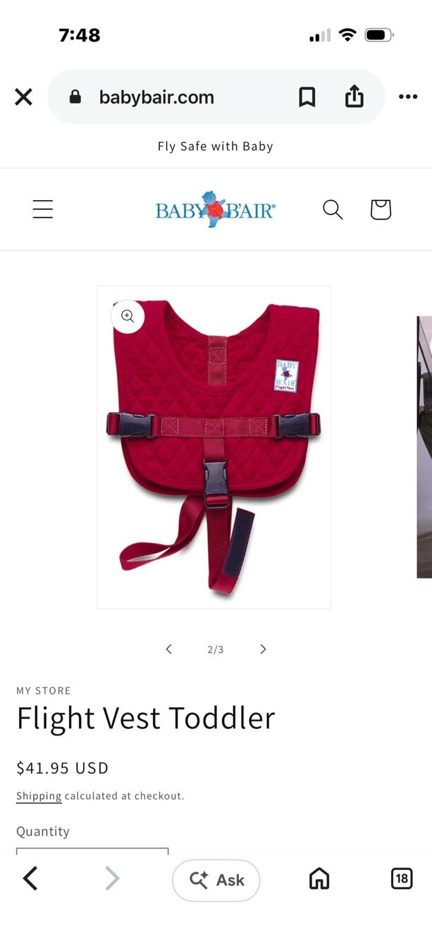 BABY B’AIR Red Flannel Toddler Flight Vest